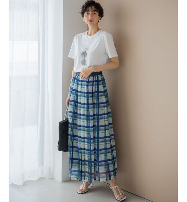 23区「【WEB&一部店舗限定/洗える】手書き風チェックプリント ギャザー スカート」|スカート|