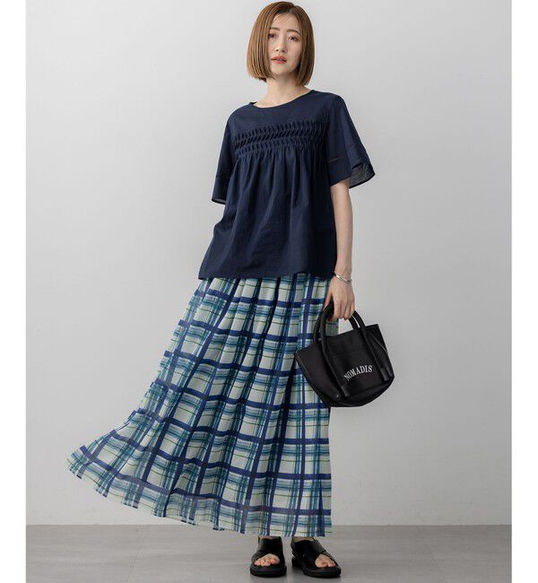 23区「【WEB&一部店舗限定/洗える】手書き風チェックプリント ギャザー スカート」|スカート|