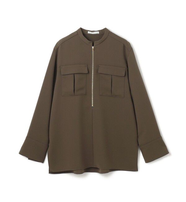 BEIGE,「【洗える】JASMINE / スタンドカラージップブラウス」|シャツ・ブラウス|