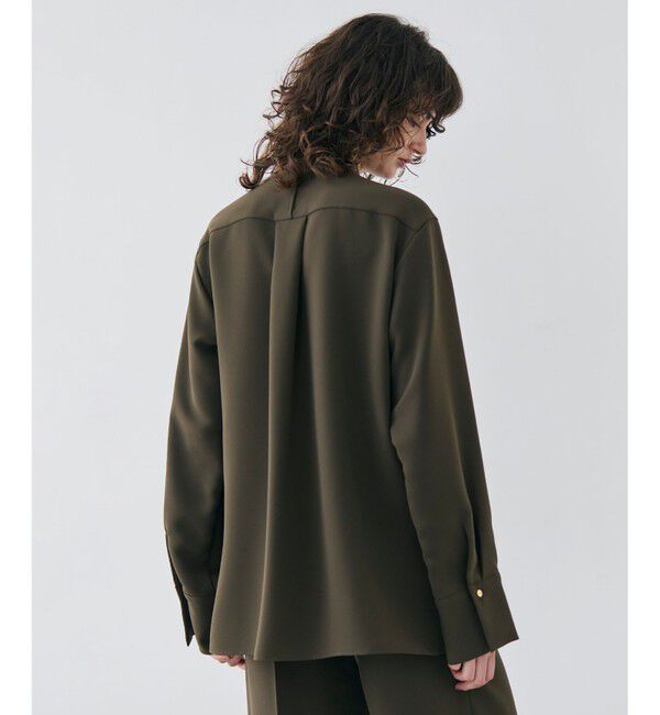 BEIGE,「【洗える】JASMINE / スタンドカラージップブラウス」|シャツ・ブラウス|