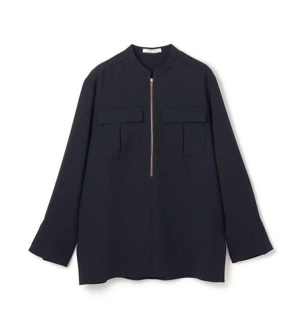 BEIGE,「【洗える】JASMINE / スタンドカラージップブラウス」|シャツ・ブラウス|