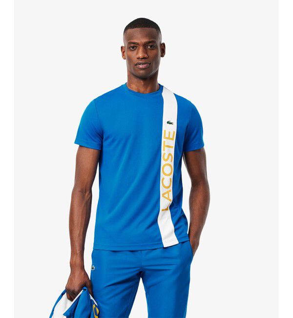LACOSTE「アシンメトリーデザインウルトラドライ鹿の子Tシャツ」|Tシャツ・カットソー|ブルー