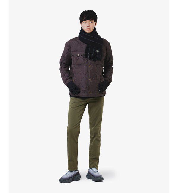 LACOSTE「モノグラムキルティングレザーコンビグローブ」|手袋|