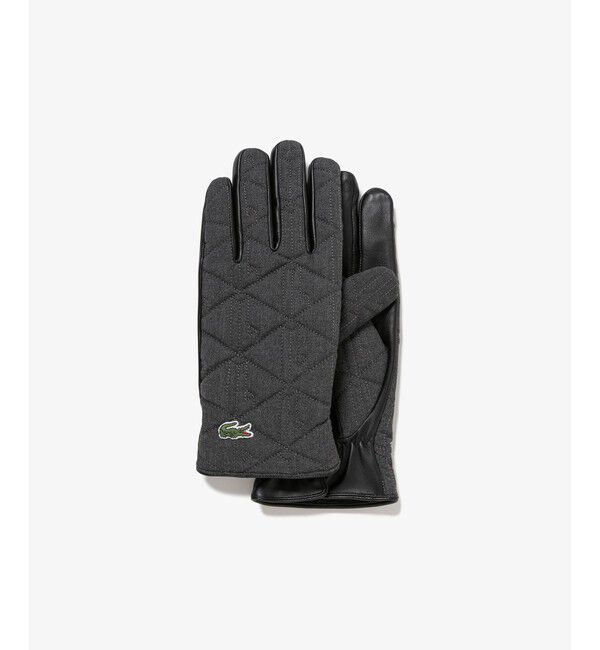 LACOSTE「モノグラムキルティングレザーコンビグローブ」|手袋|
