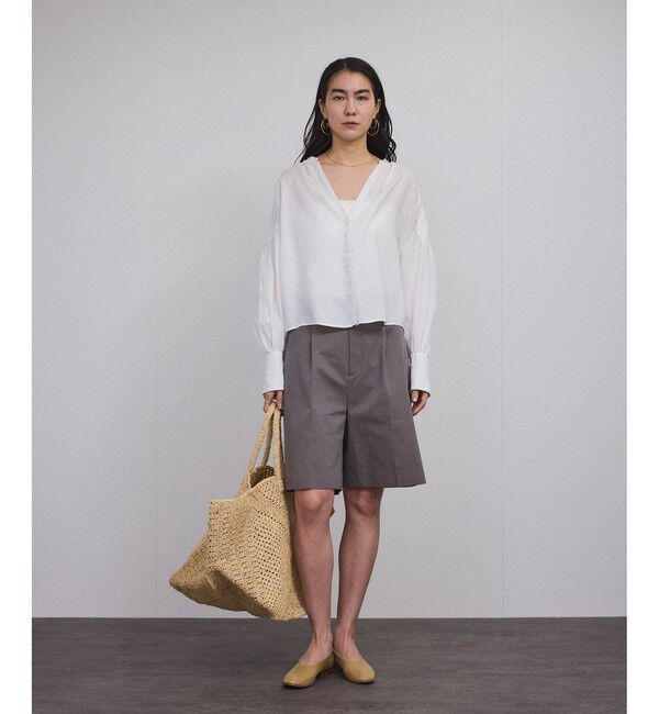 SALON adam et rope'「リネンスキッパーギャザーブラウス / GENTLE LINEN 新色追加」|シャツ・ブラウス|