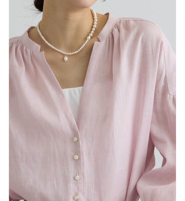 SALON adam et rope'「リネンスキッパーギャザーブラウス / GENTLE LINEN 新色追加」|シャツ・ブラウス|