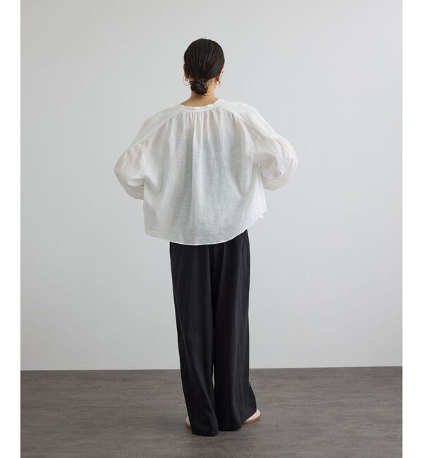 SALON adam et rope'「リネンスキッパーギャザーブラウス / GENTLE LINEN 新色追加」|シャツ・ブラウス|