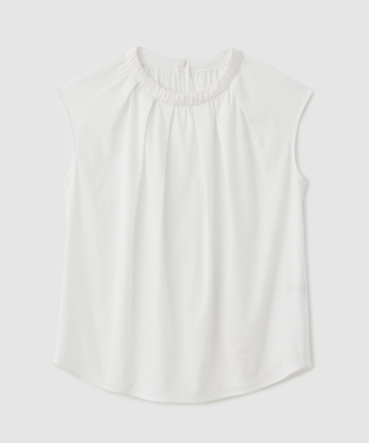 ROPE「サテンギャザーネックフレンチスリーブカットソー」|Tシャツ・カットソー|ホワイト(10)