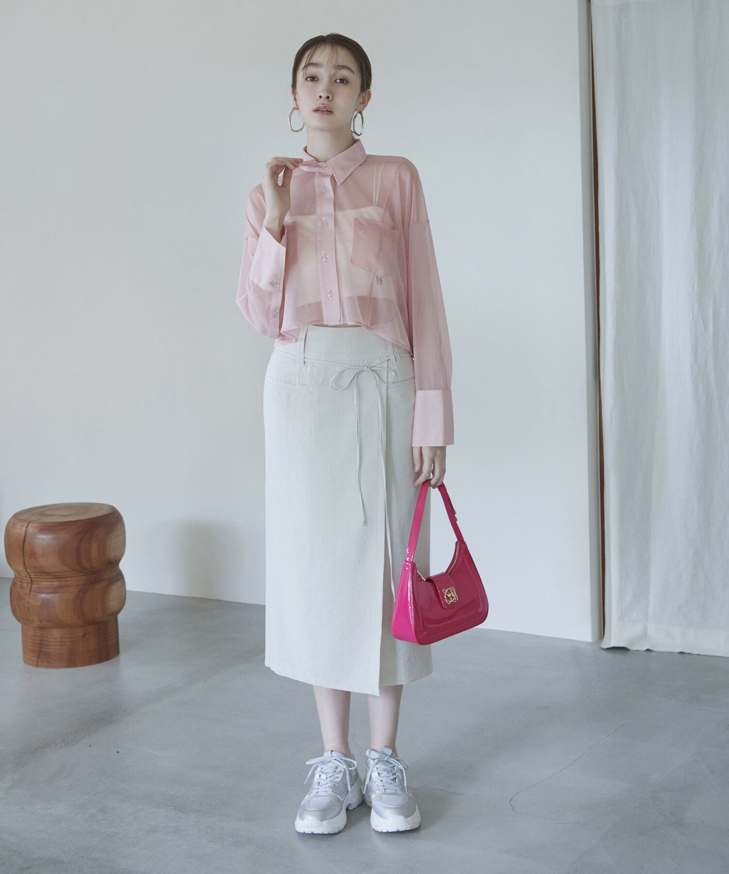 VIS「【洗える】ラメシアークロップド丈シャツ」|シャツ・ブラウス|