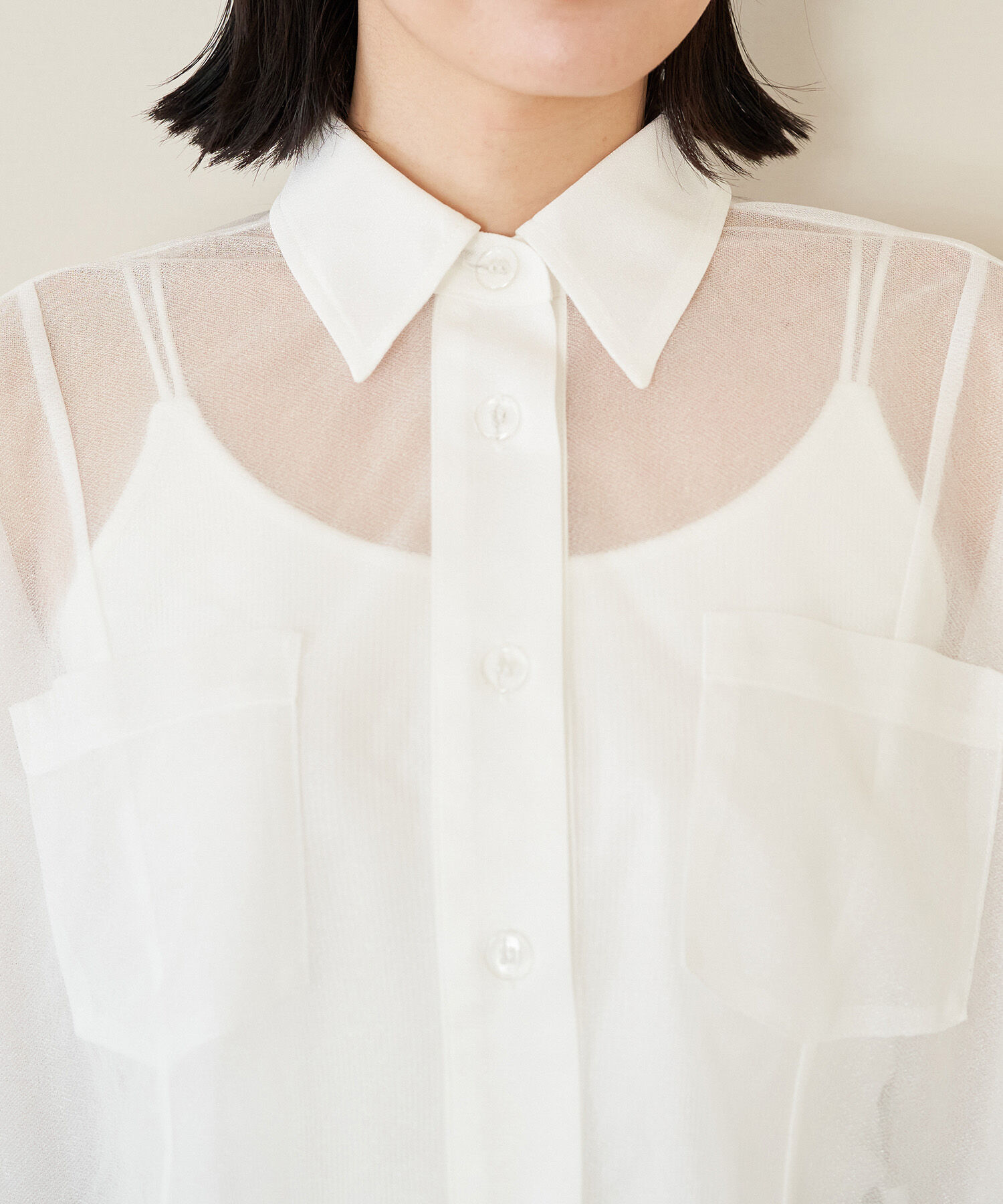 VIS「【洗える】ラメシアークロップド丈シャツ」|シャツ・ブラウス|