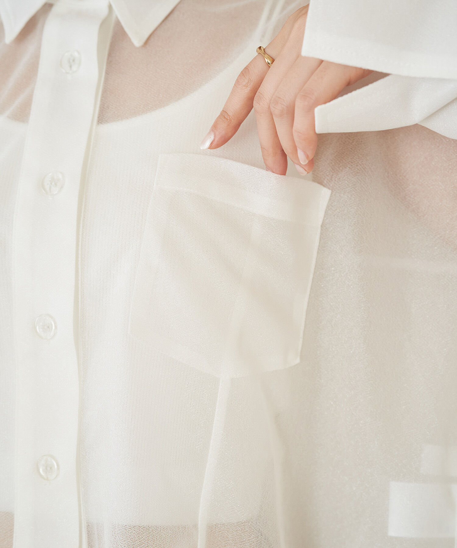 VIS「【洗える】ラメシアークロップド丈シャツ」|シャツ・ブラウス|