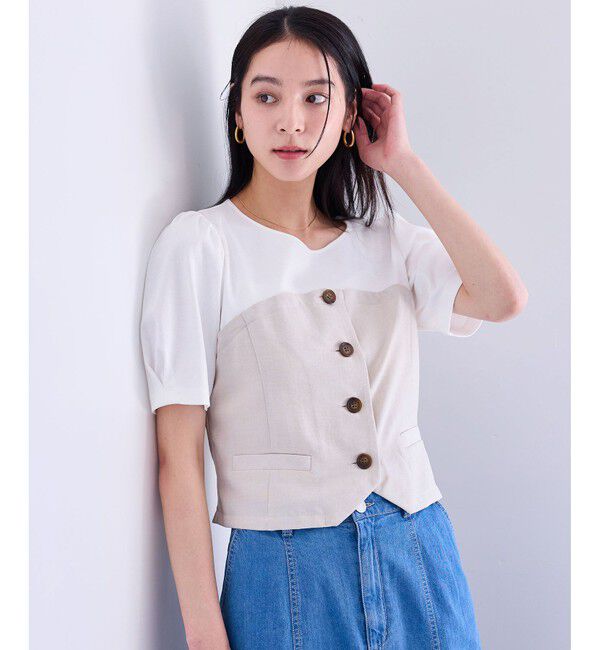 VIS「【新色追加】【美easy】釦ビスチェTシャツドッキングプルオーバー【接触冷感/洗える】」|Tシャツ・カットソー|キナリ(16)