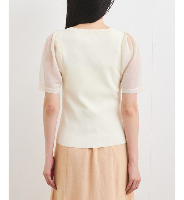 VIS「【洗える】スクエアネックシアーハーフスリーブニット」|ニット・セーター|