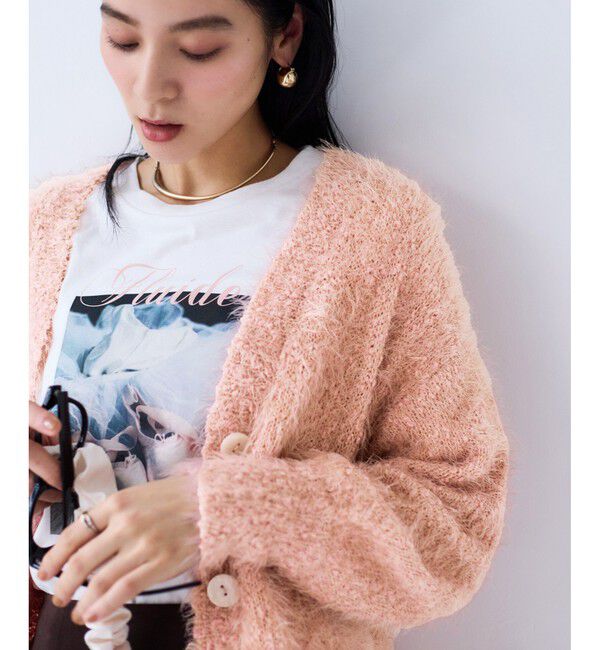 VIS「ポップコーンヤーンラメフェザーニットカーディガン/WEB限定FSサイズ」|カーディガン|