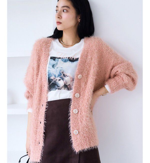 VIS「ポップコーンヤーンラメフェザーニットカーディガン/WEB限定FSサイズ」|カーディガン|