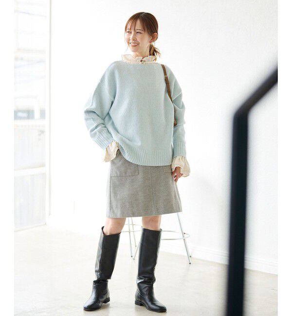 Rope&rsquo;Picnic「ボートネックニットプルオーバー/光吸収発熱・帯電防止・洗濯機OK」|ニット・セーター|