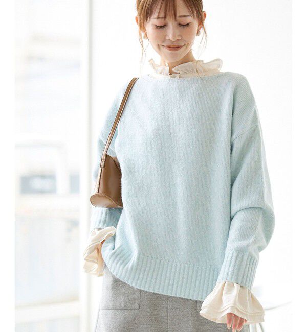 Rope&rsquo;Picnic「ボートネックニットプルオーバー/光吸収発熱・帯電防止・洗濯機OK」|ニット・セーター|