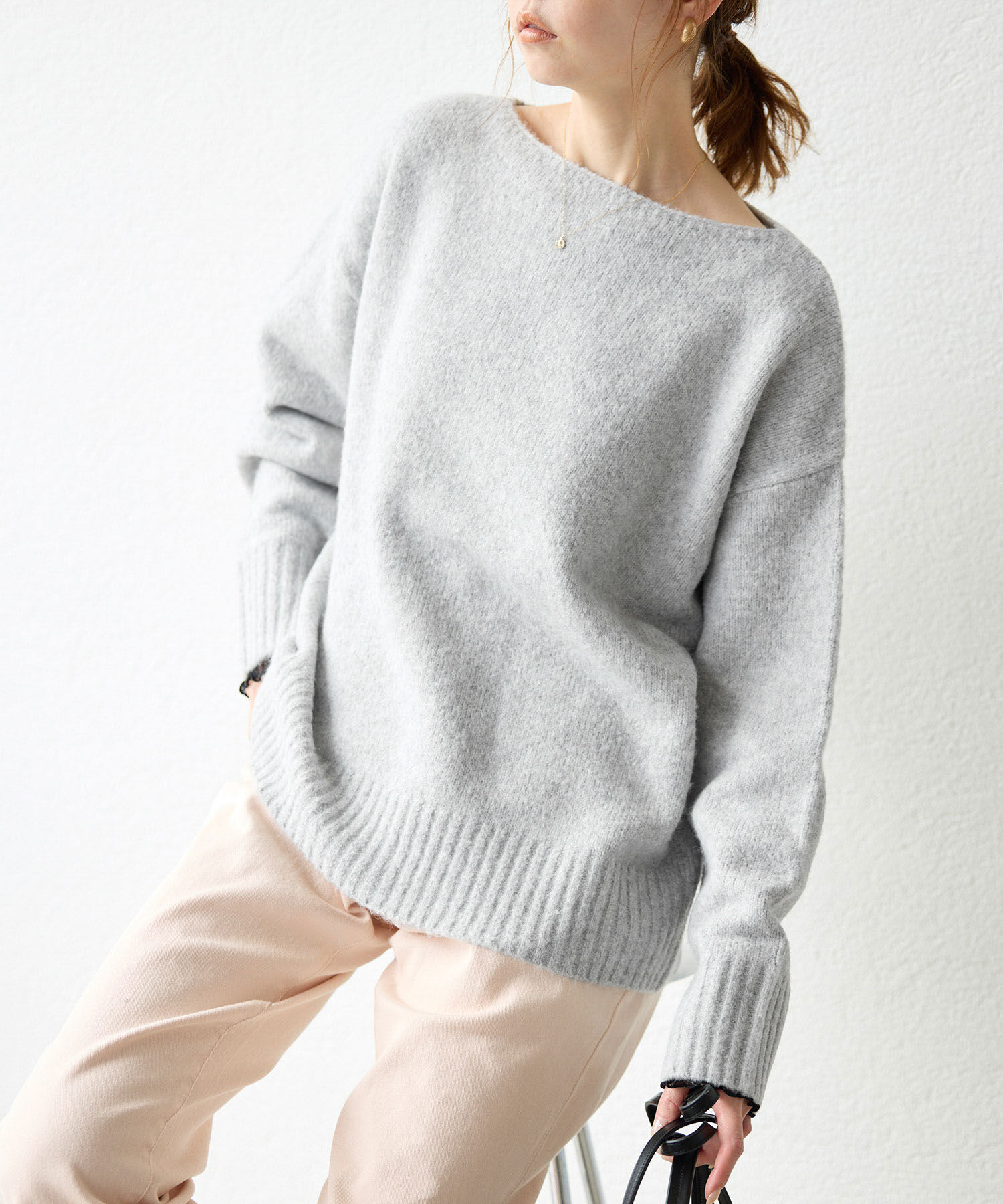 Rope&rsquo;Picnic「ボートネックニットプルオーバー/光吸収発熱・帯電防止・洗濯機OK」|ニット・セーター|