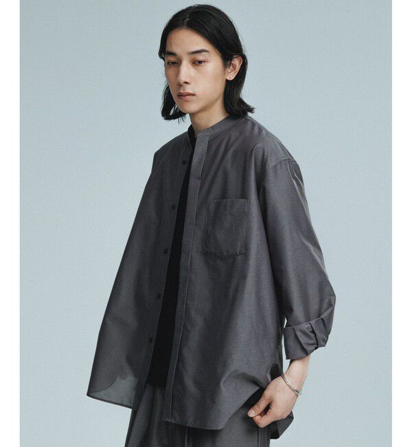 ADAM ET ROPE'「【ACT/アクト】超軽量 オーバーサイズ シアー バンドカラーシャツ / 速乾 / ストレッチ / イージーケア」|シャツ・ブラウス|チャコール(06)