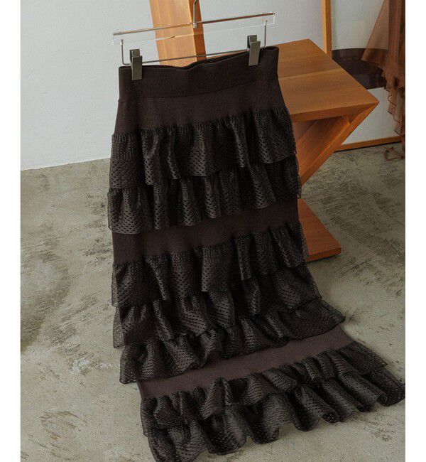 ADAM ET ROPE'「シアーフリルスカート」|スカート|ブラウン(20)