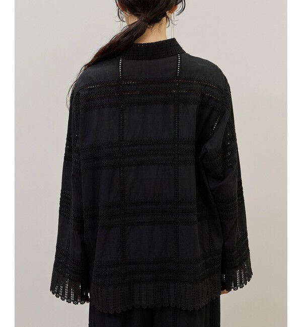 ADAM ET ROPE'「【一部WEB限定カラー】エンブロイダリーコンビシャツ」|シャツ・ブラウス|