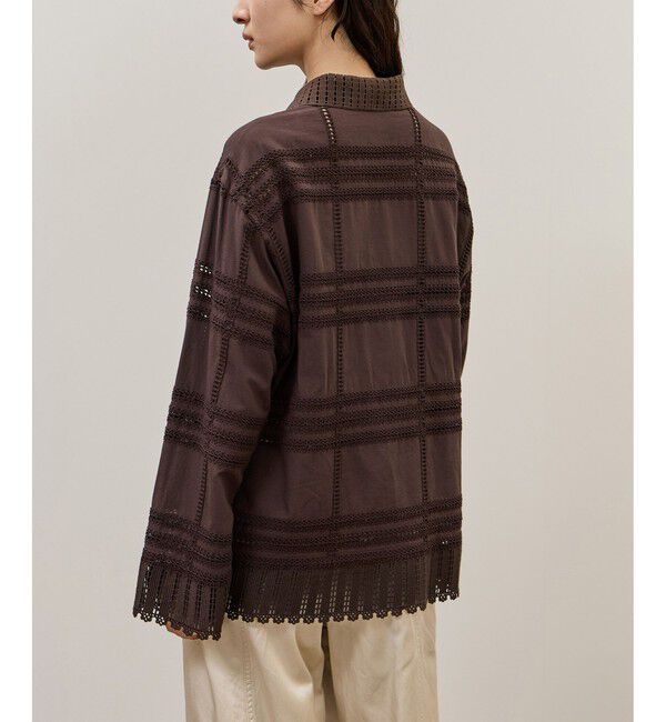 ADAM ET ROPE'「【一部WEB限定カラー】エンブロイダリーコンビシャツ」|シャツ・ブラウス|