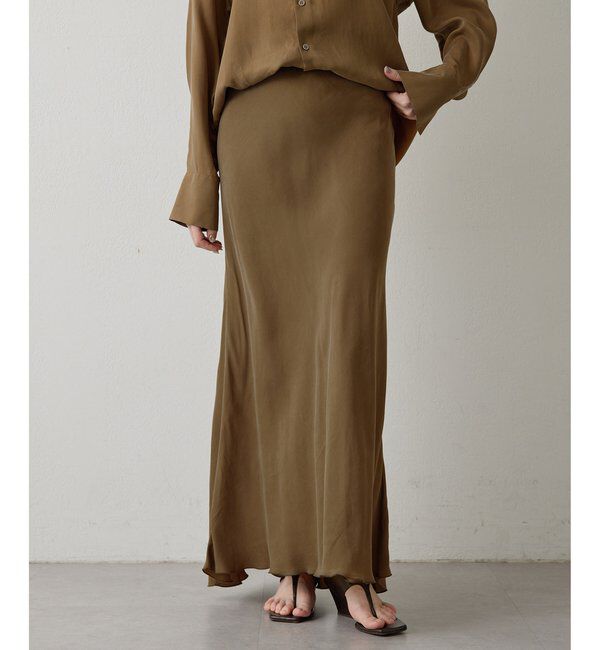  「キュプラフィブリルフレアスカート」|スカート|ベージュ