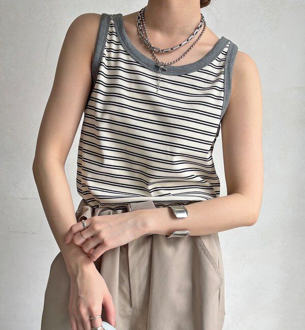  「【WEB限定】ボーダー配色タンク」|Tシャツ・カットソー|オフホワイト