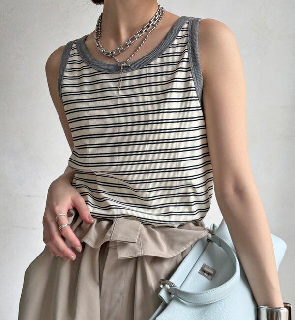  「【WEB限定】ボーダー配色タンク」|Tシャツ・カットソー|
