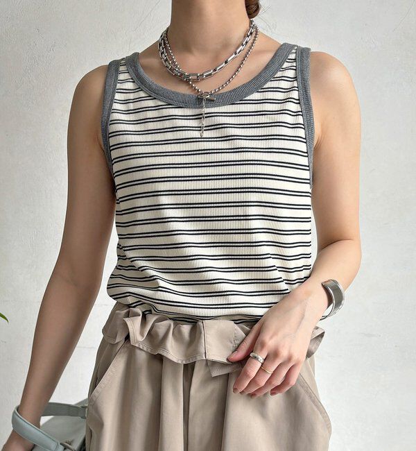  「【WEB限定】ボーダー配色タンク」|Tシャツ・カットソー|