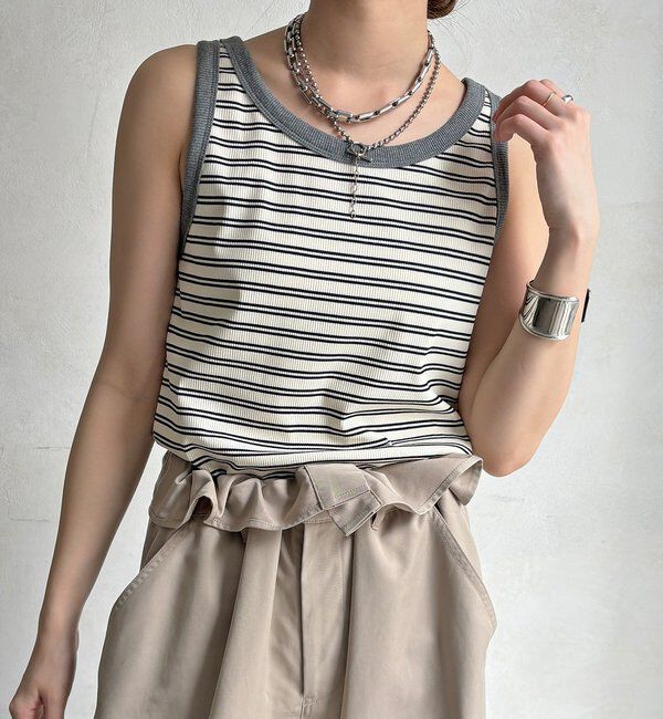  「【WEB限定】ボーダー配色タンク」|Tシャツ・カットソー|