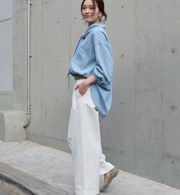  「【新色追加/抜け感】デニムボウタイシャツ」|シャツ・ブラウス|