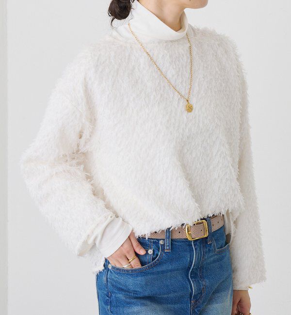  「【オケージョンにも】フェザージャガードブラウス」|シャツ・ブラウス|ホワイト