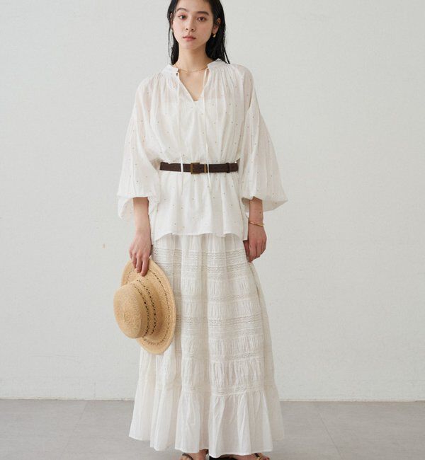  「【INDIA】スキッパー刺繍ブラウス」|シャツ・ブラウス|