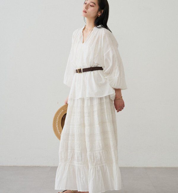  「【INDIA】スキッパー刺繍ブラウス」|シャツ・ブラウス|