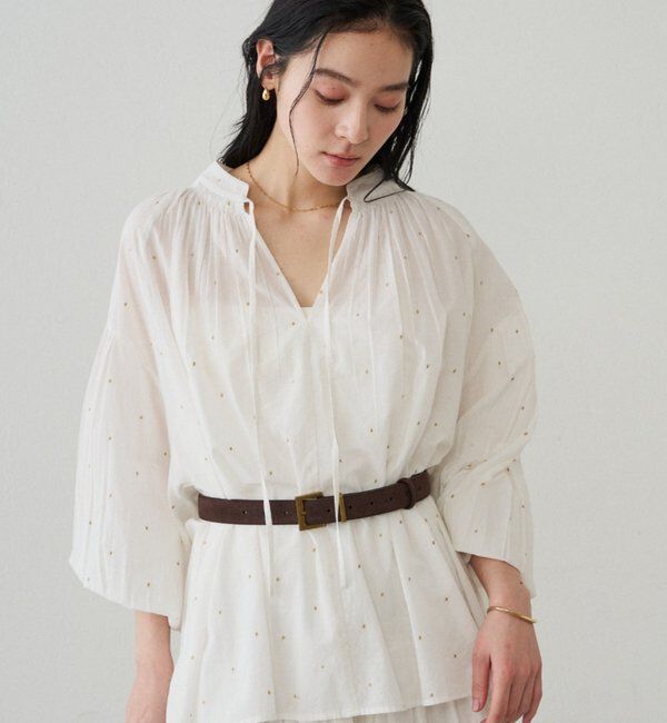  「【INDIA】スキッパー刺繍ブラウス」|シャツ・ブラウス|