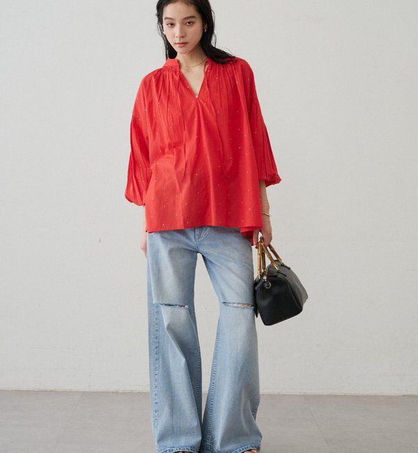  「【INDIA】スキッパー刺繍ブラウス」|シャツ・ブラウス|