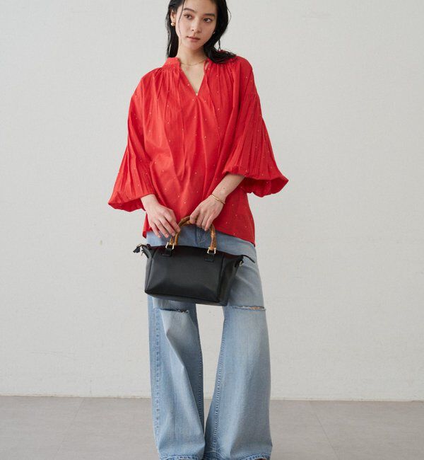  「【INDIA】スキッパー刺繍ブラウス」|シャツ・ブラウス|