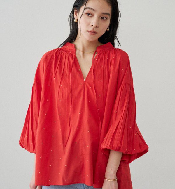  「【INDIA】スキッパー刺繍ブラウス」|シャツ・ブラウス|