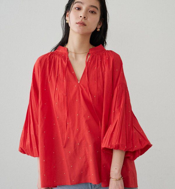  「【INDIA】スキッパー刺繍ブラウス」|シャツ・ブラウス|