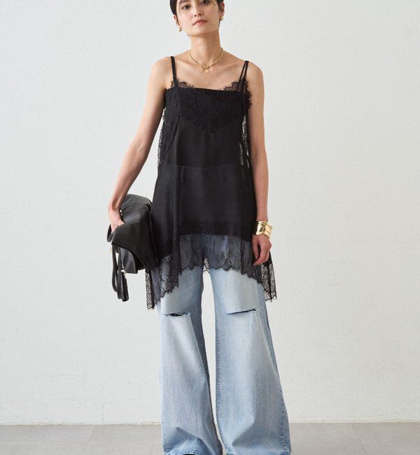  「ハイウエストダメージデニムパンツ」|デニム|