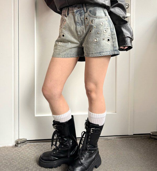  「アイレットデニムショートパンツ」|デニム|