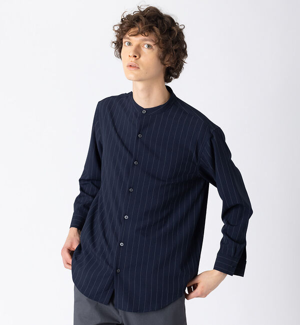 ABAHOUSE「バンドカラー ストライプシャツ」|シャツ・ブラウス|