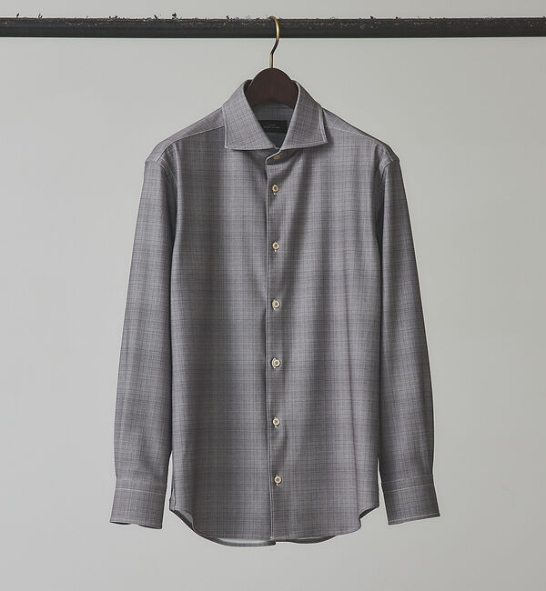 ABAHOUSE「【FLEX SHIRTS】マルチストレッチ スラブ チェック シャツ」|シャツ・ブラウス|グレージュ