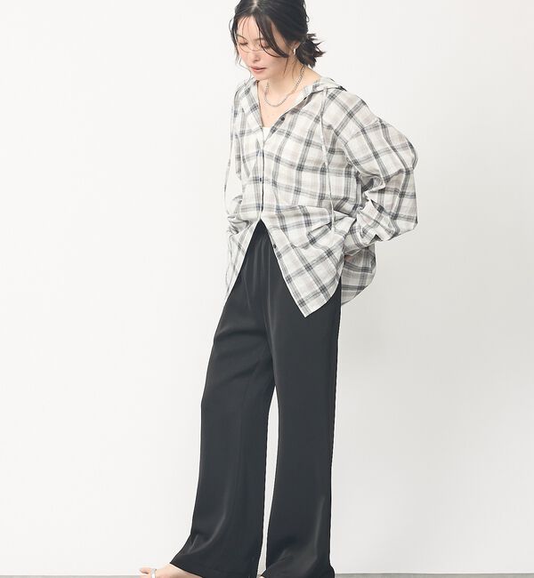 abahouse mavie「【大人のリラックス】セミフレアサテン イージーパンツ」|その他|