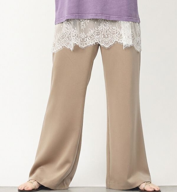 abahouse mavie「【大人のリラックス】セミフレアサテン イージーパンツ」|その他|