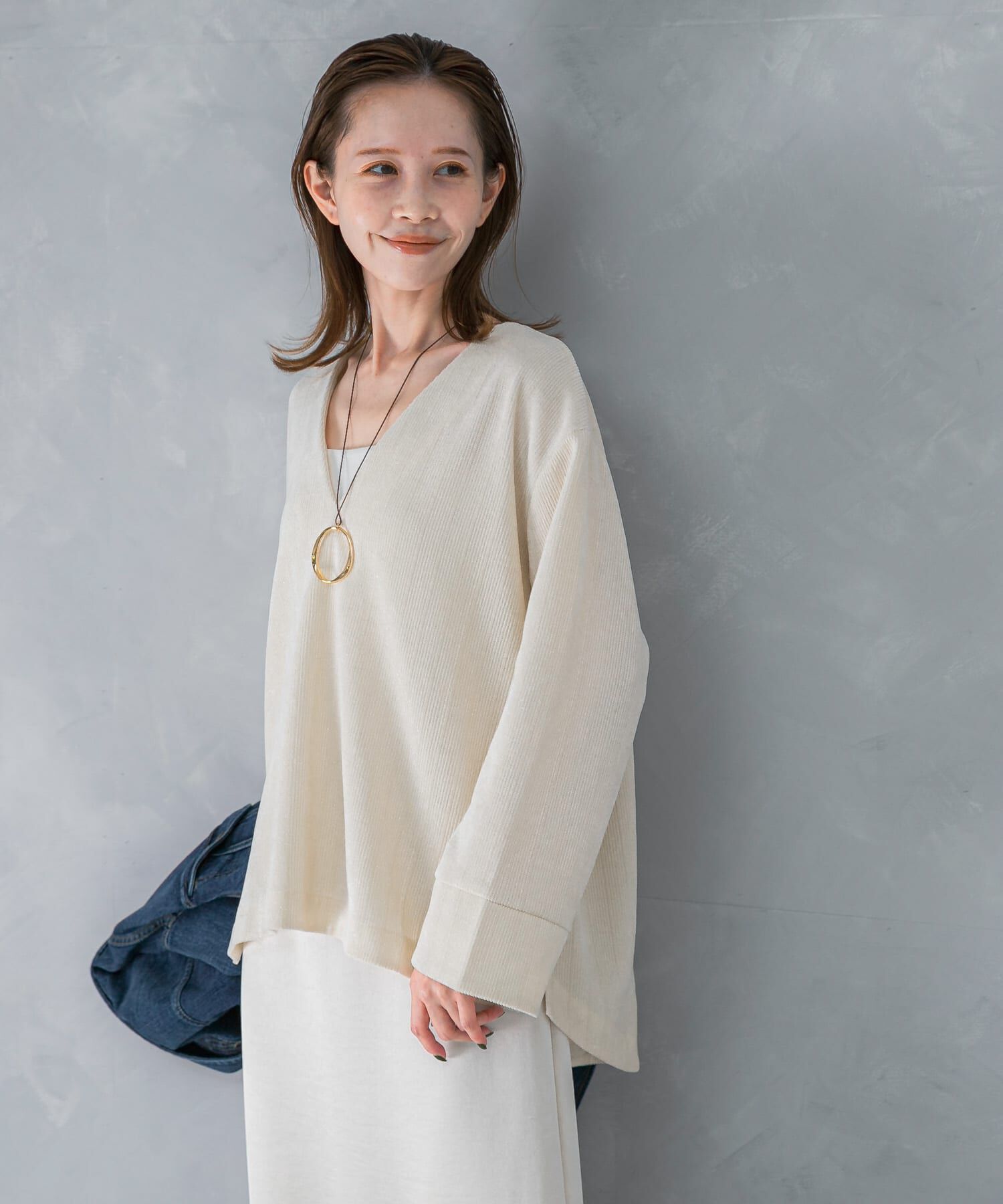 URBAN RESEARCH ROSSO「Vネックモールラメプルオーバー」|Tシャツ・カットソー|