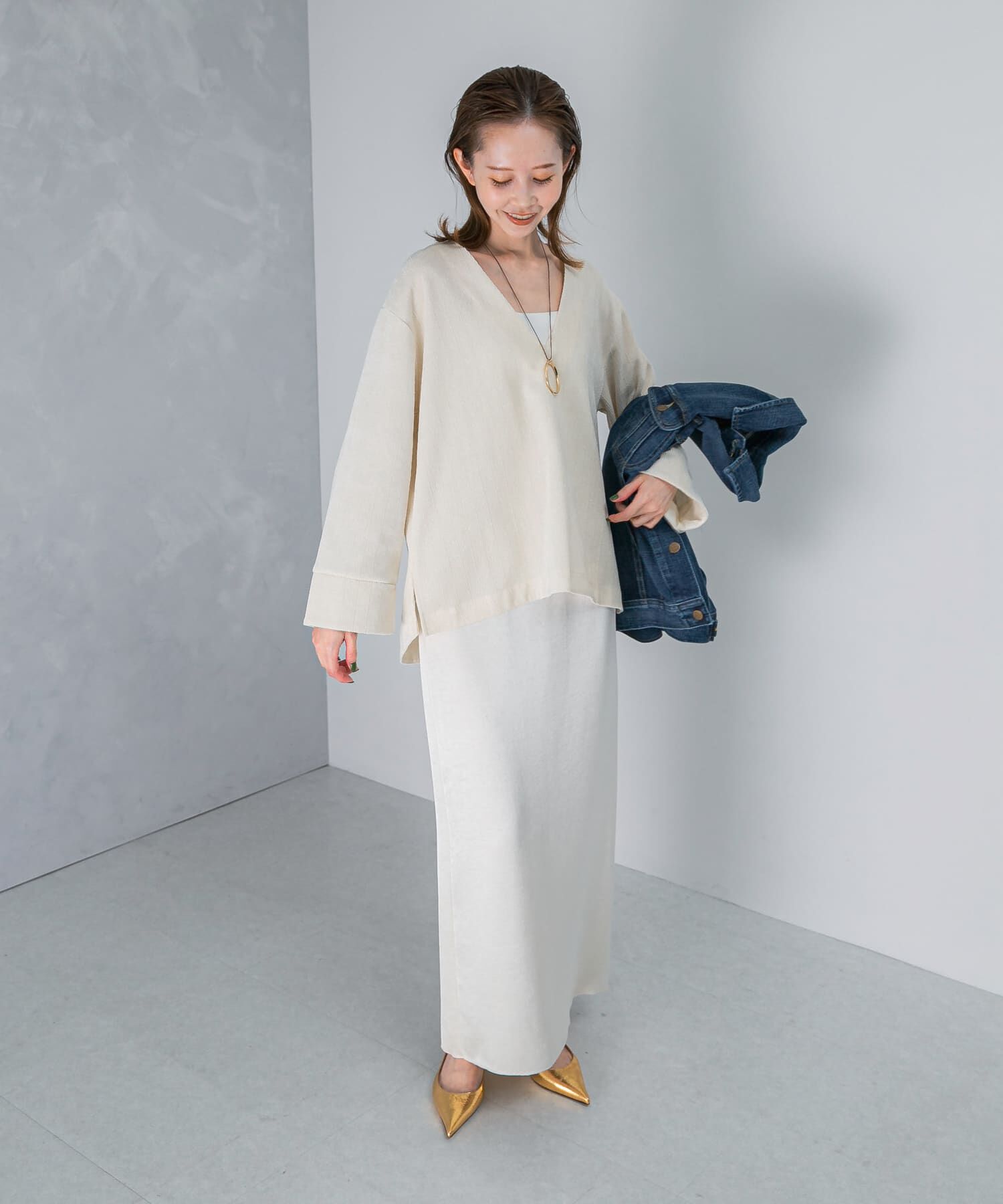 URBAN RESEARCH ROSSO「Vネックモールラメプルオーバー」|Tシャツ・カットソー|