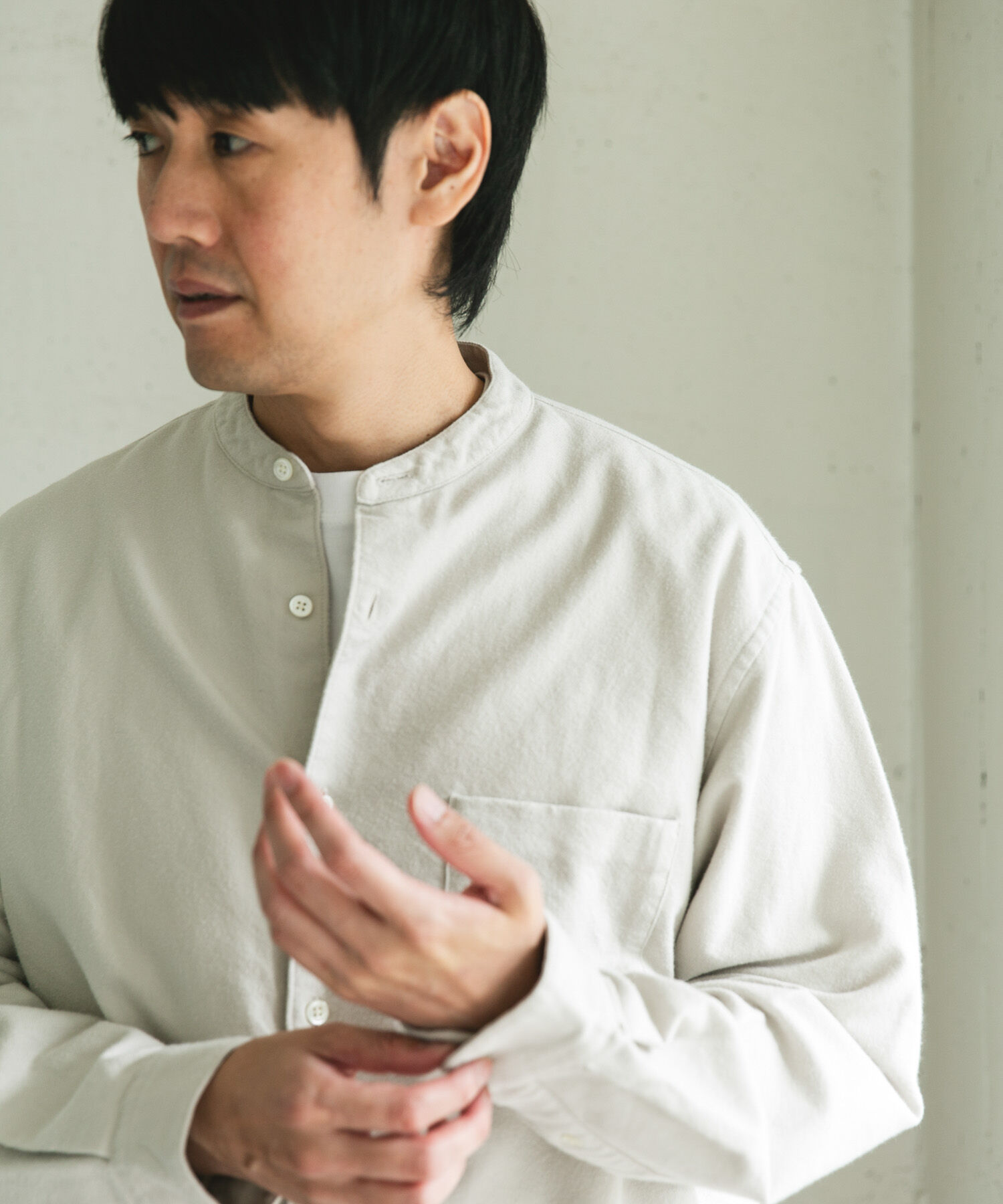 URBAN RESEARCH DOORS「両面起毛ネルバンドカラーシャツ」|シャツ・ブラウス|