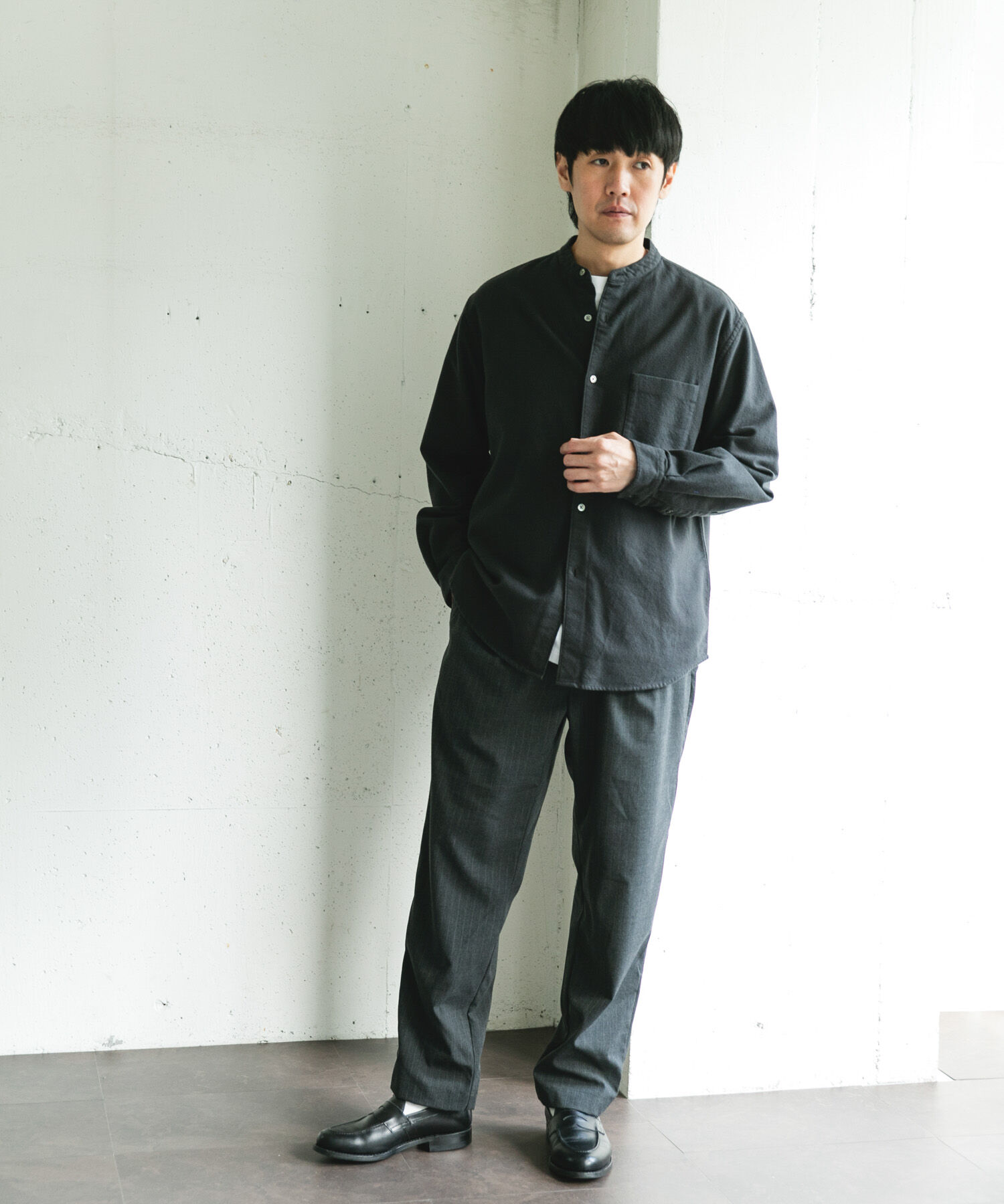 URBAN RESEARCH DOORS「両面起毛ネルバンドカラーシャツ」|シャツ・ブラウス|